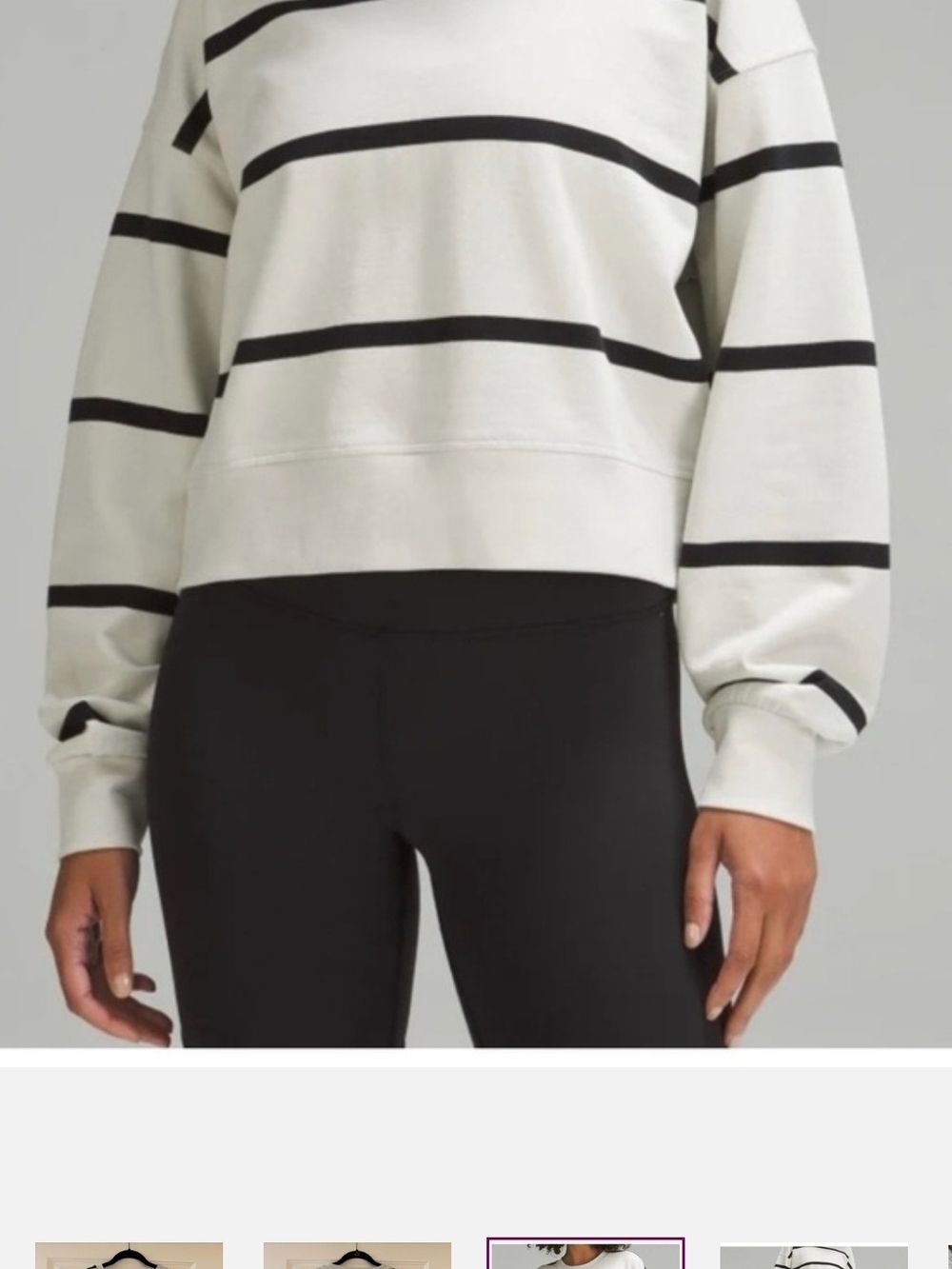 lululemon athletica Cream and Black Striped Crew Sweatshirt
